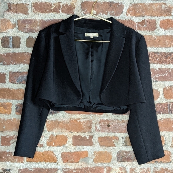 Michael Kors Size 10 Black Wool Made in Italy Cropped Fully Lined Blazer Jacket - Picture 1 of 8